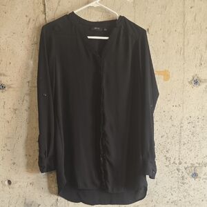 Apt. 9 Black Button-Front V-Neck Blouse